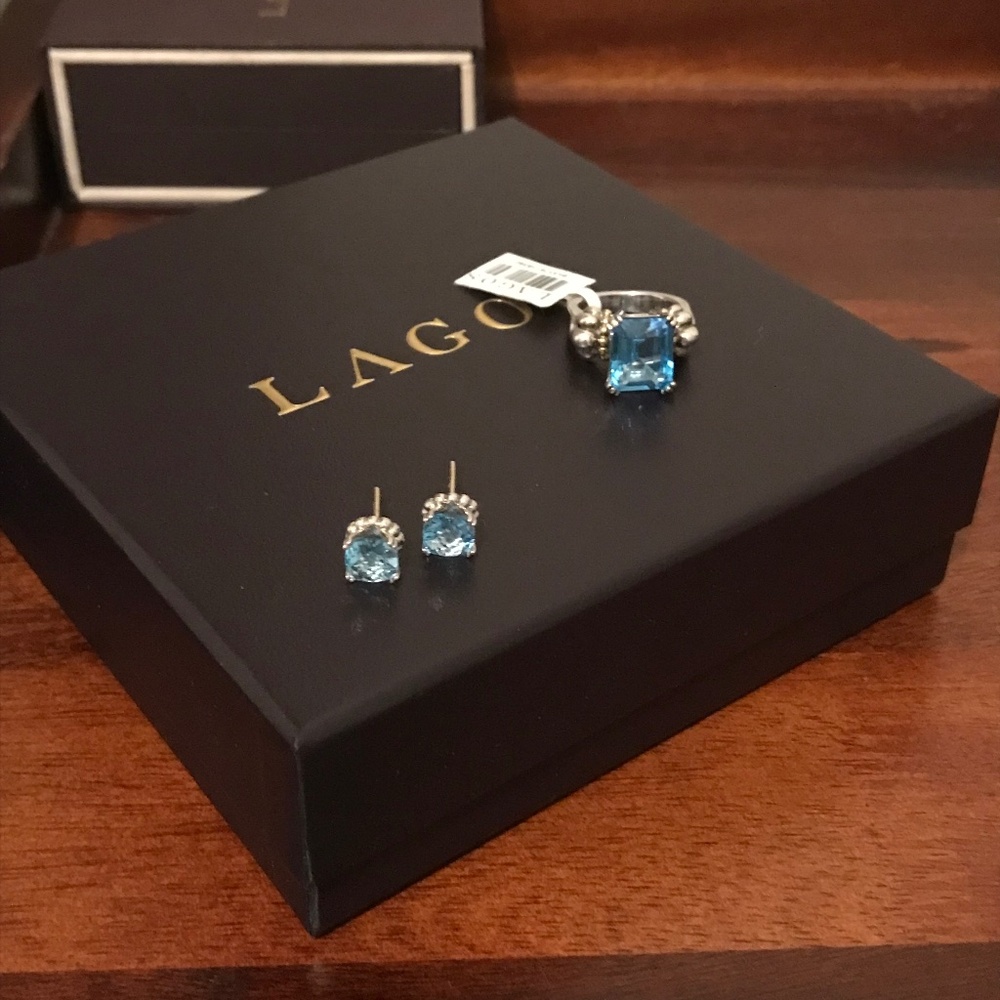 Lagos Blue Topaz Ring&Earrings - Picture 8 of 16